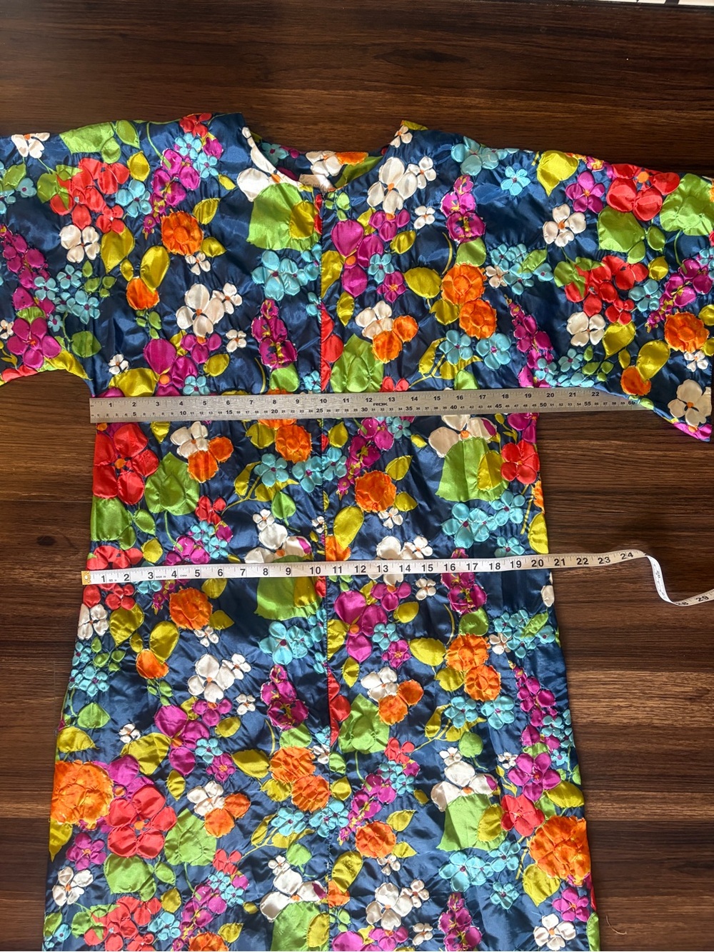 Vintage Floral Maxi Dress - Black with Bright Multicolor Blooms - Picture 10 of 16